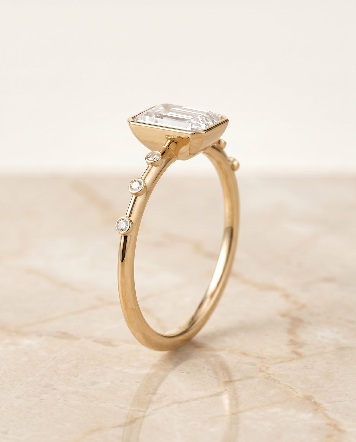 Brandi Select Solitaire Radiant Cut Lab Diamond Engagement Ring in 18K Yellow Gold, front view | RockHer