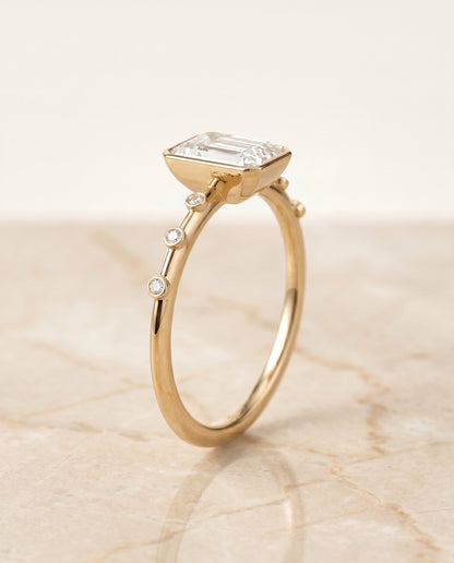 Brandi Select Solitaire Radiant Cut Lab Diamond Engagement Ring in 18K Yellow Gold, front view | RockHer
