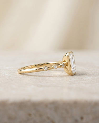 Brandi Select Solitaire Radiant Cut Lab Diamond Engagement Ring in 18K Yellow Gold, side view | RockHer
