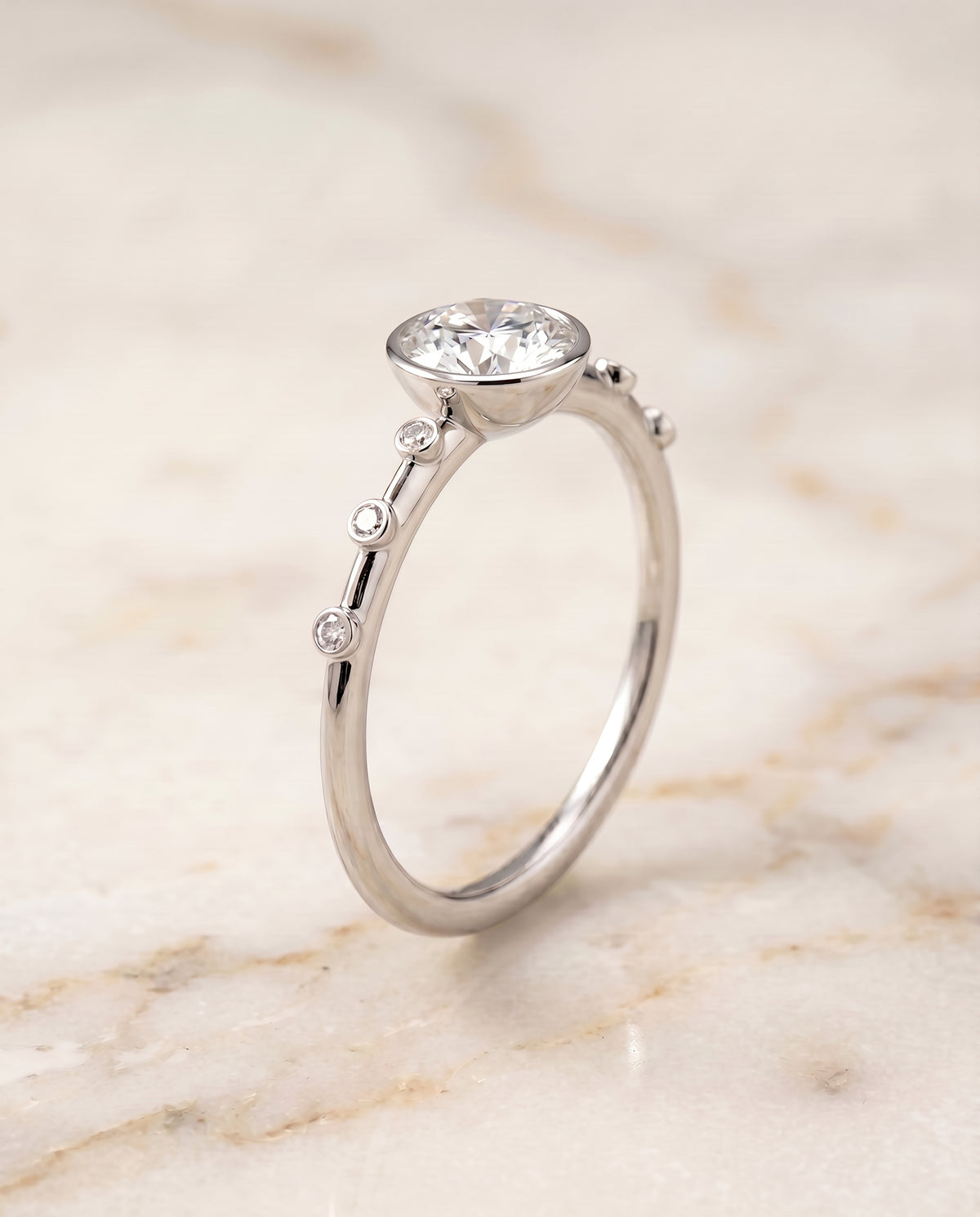 The Brandi round engagement ring setting in 18K White Gold | RockHer