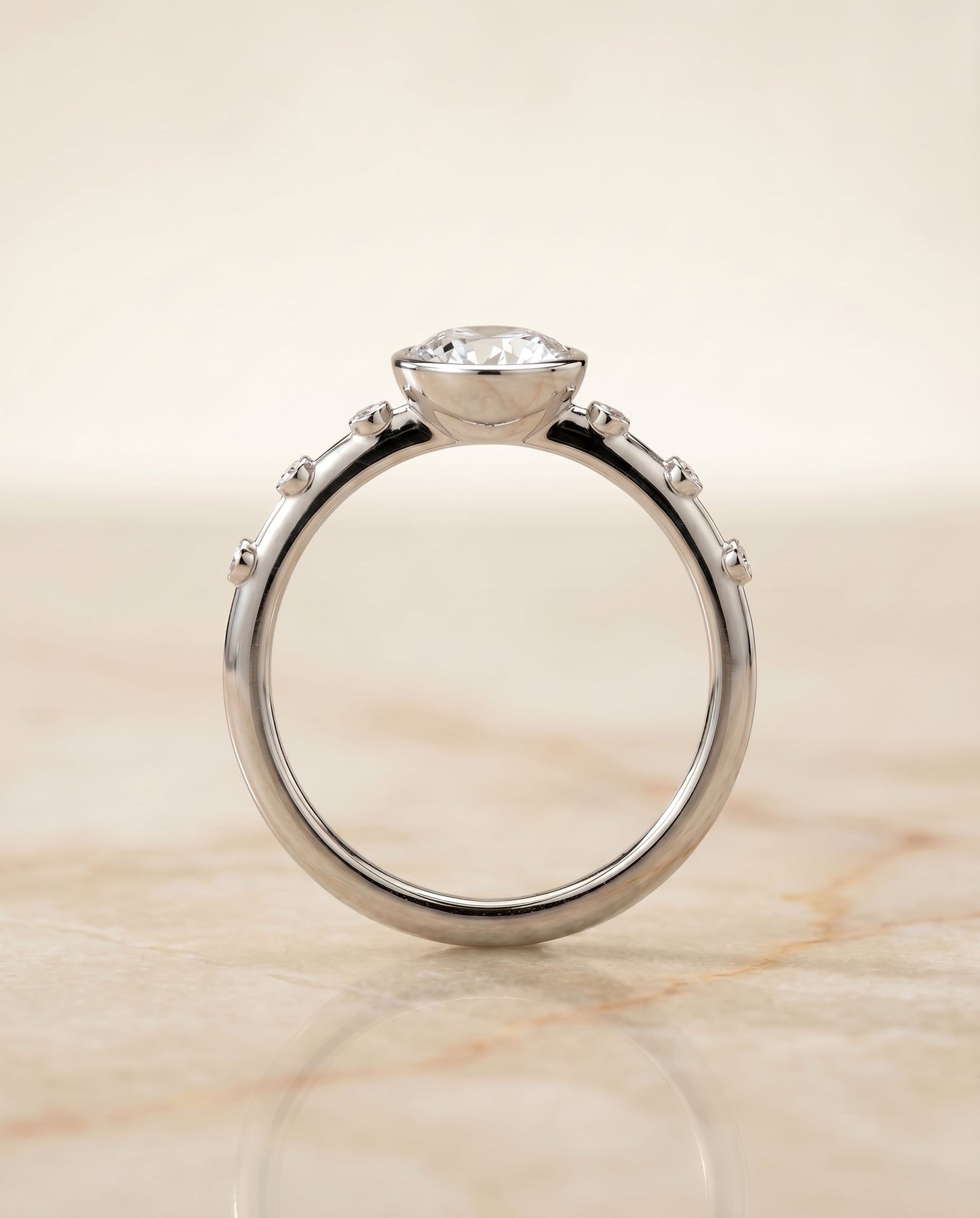 Brandi Select Bezel Accent Solitaire Emerald Cut in Platinum – view 5