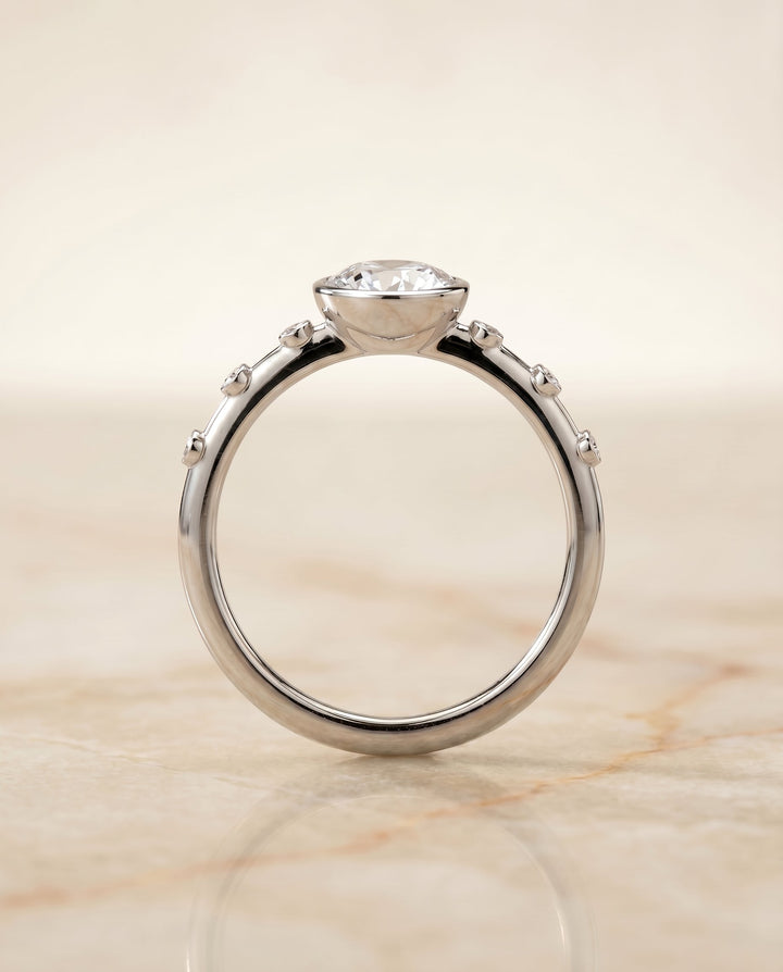 Brandi Select Bezel Accent Solitaire Emerald Cut in Platinum – view 5