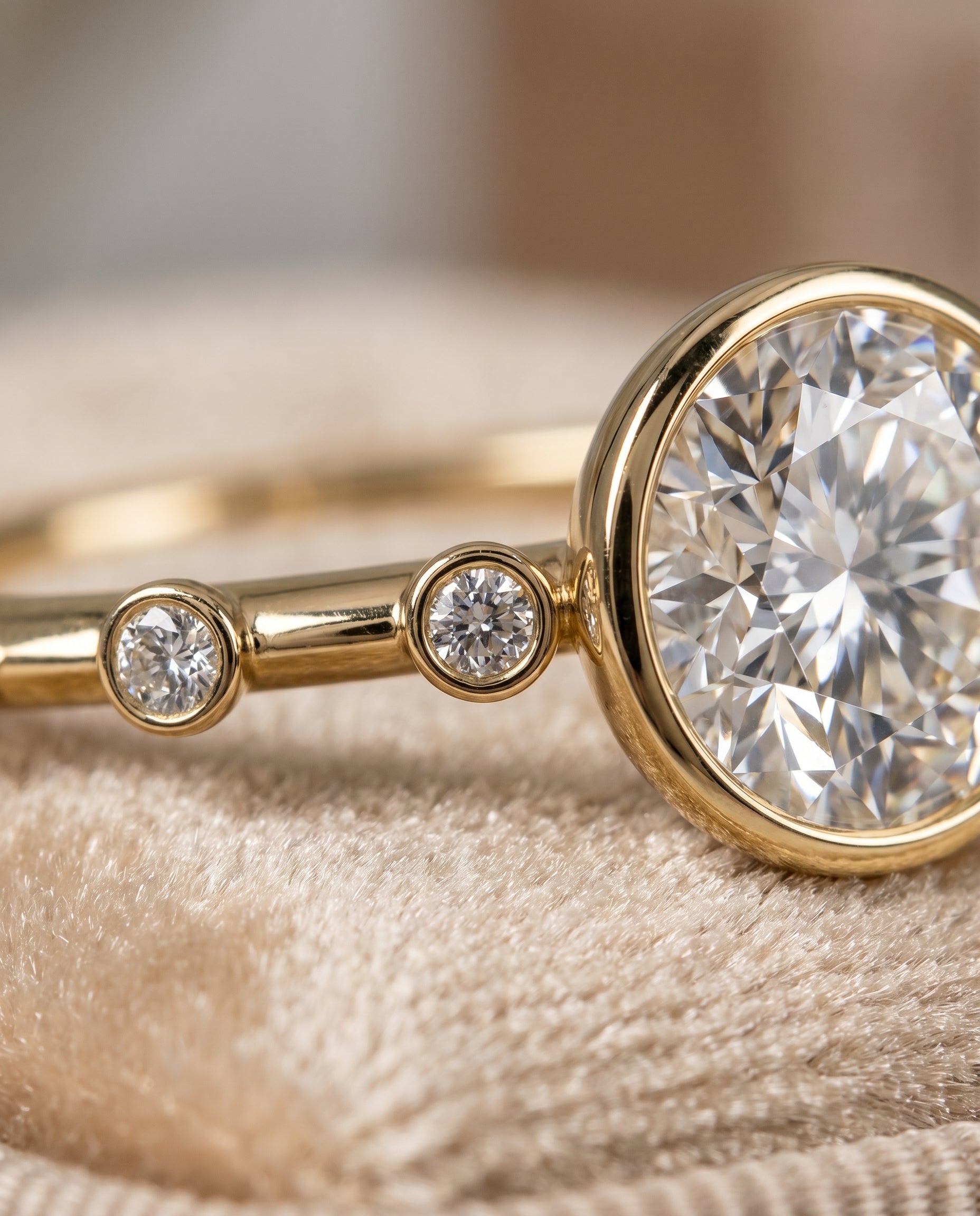 18K Yellow Gold band of The Brandi round engagement ring setting | RockHer