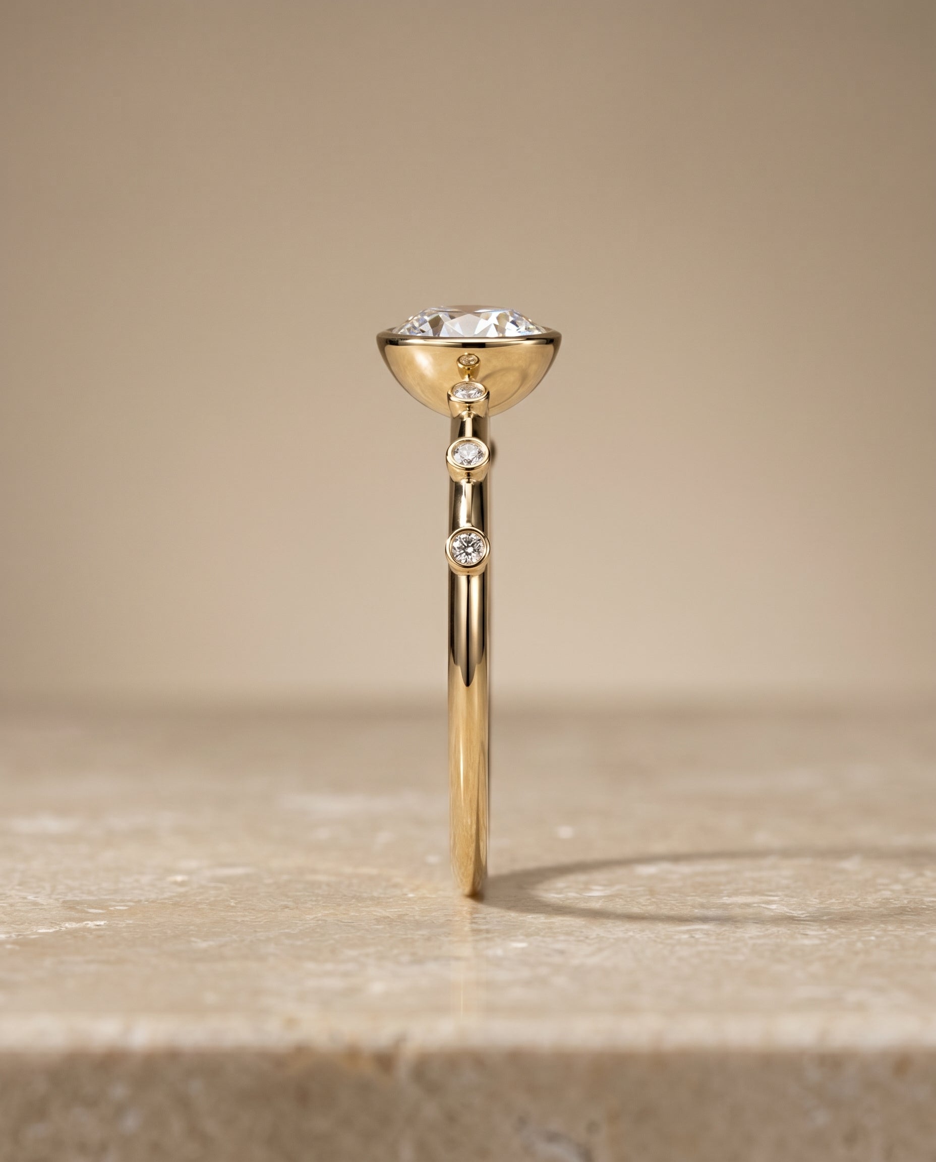 The Brandi setting for round diamonds, made to order in 18K Yellow Gold | RockHer
