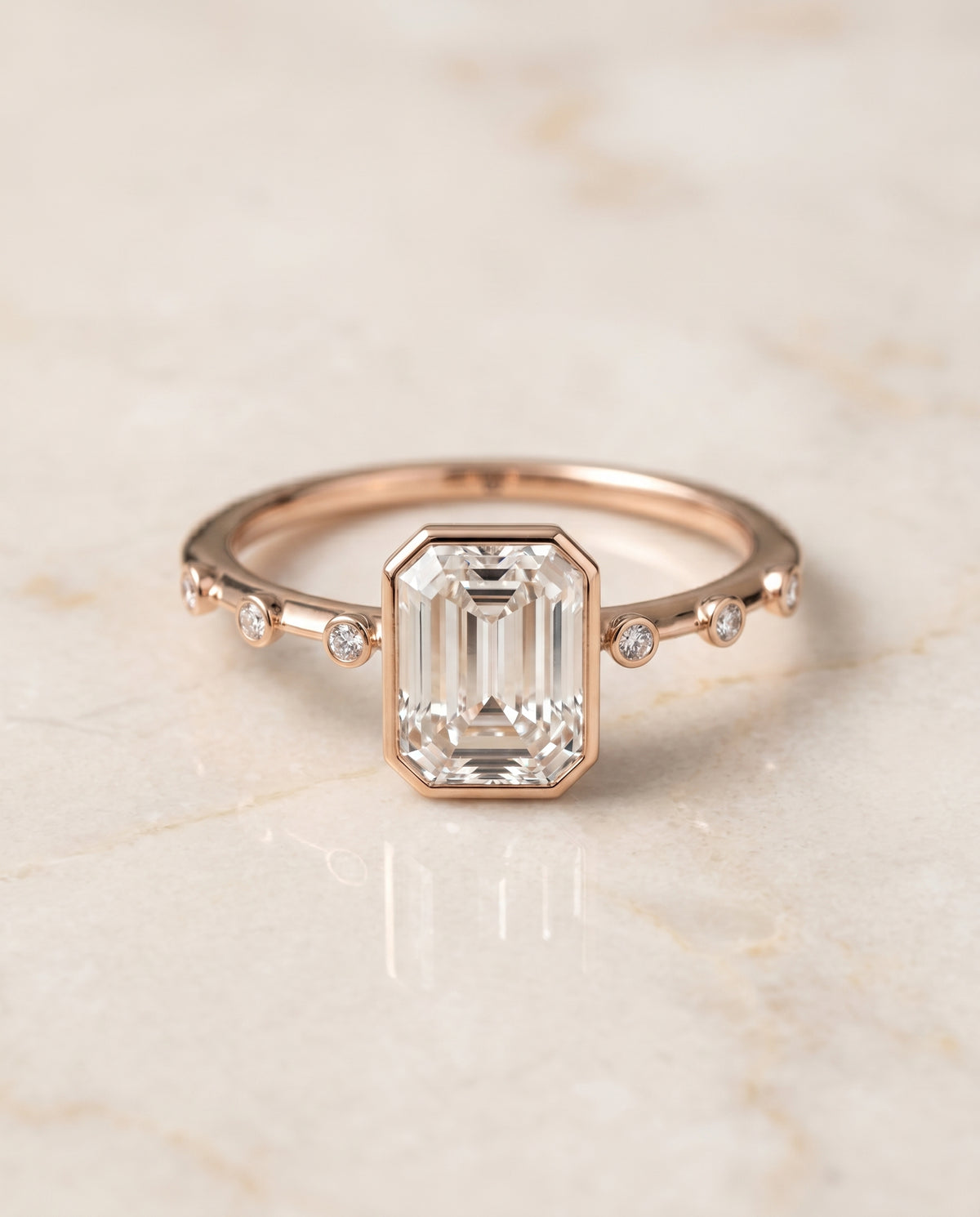The Brandi emerald engagement ring setting in 14K Rose Gold | RockHer
