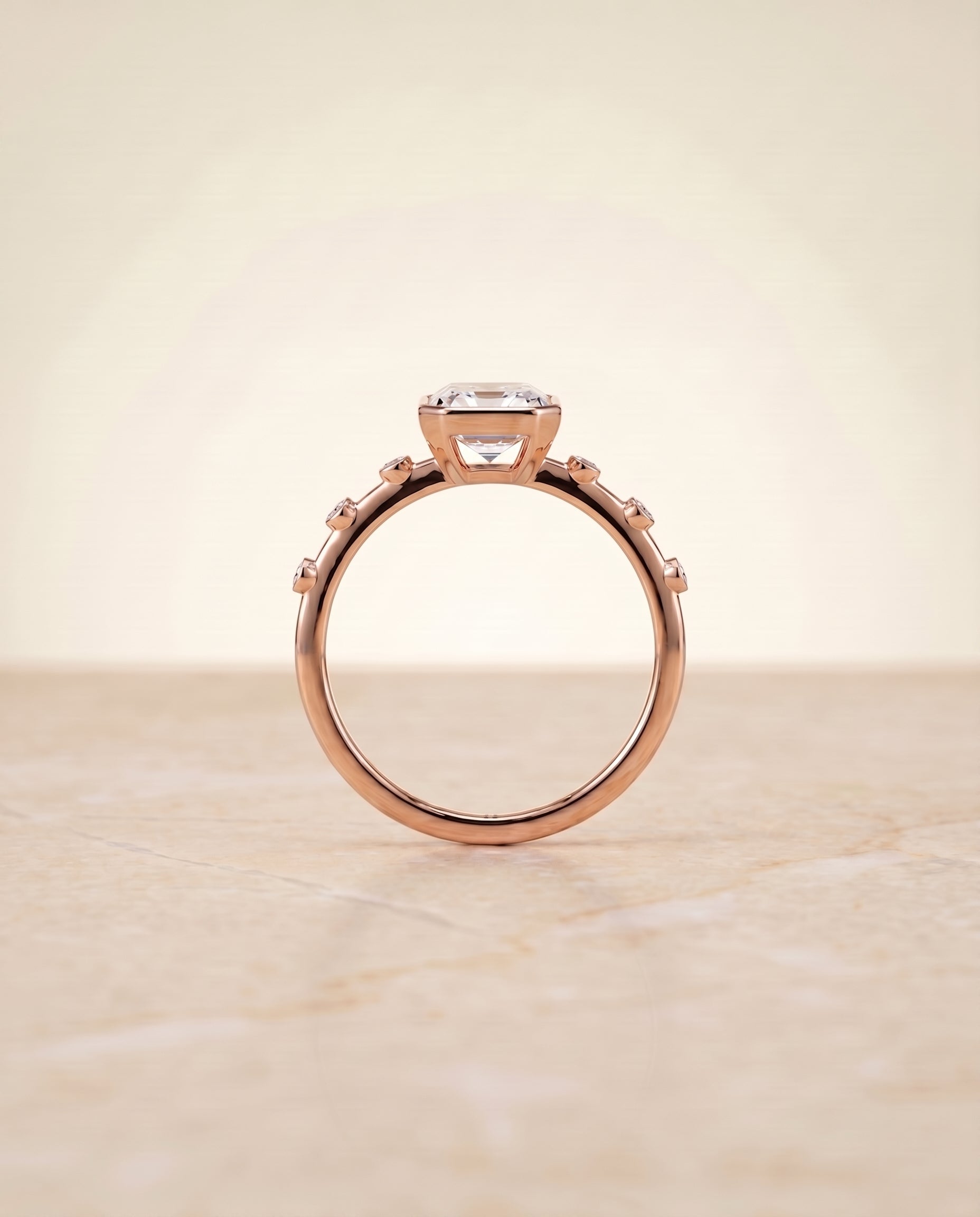 The Brandi setting for emerald diamonds, made to order in 14K Rose Gold | RockHer