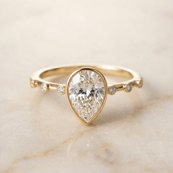The Brandi Bezel Accent Solitaire Princess Cut Engagement Ring Setting in 18K Yellow Gold