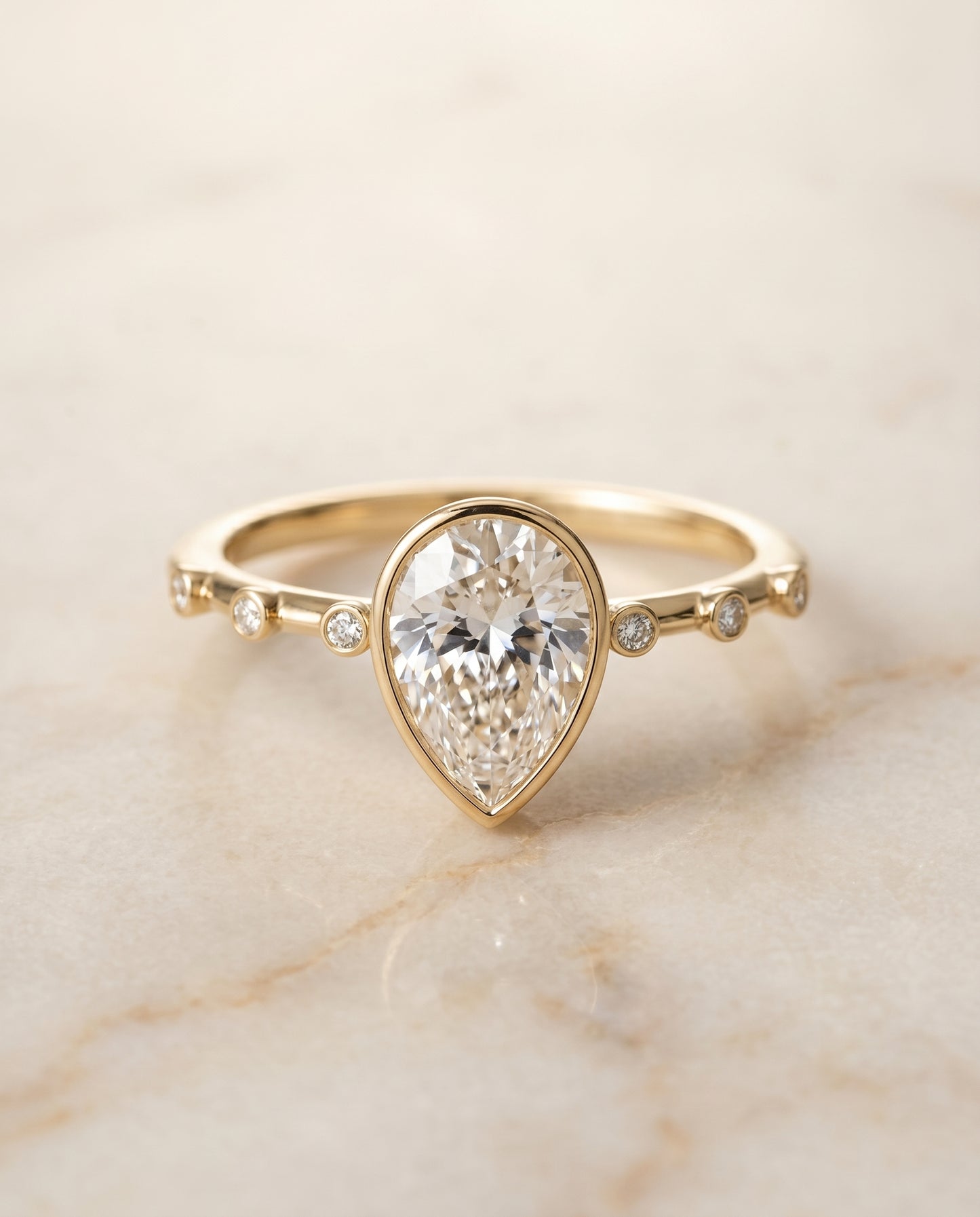 The Brandi Bezel Accent Solitaire Princess Cut Engagement Ring Setting in 18K Yellow Gold