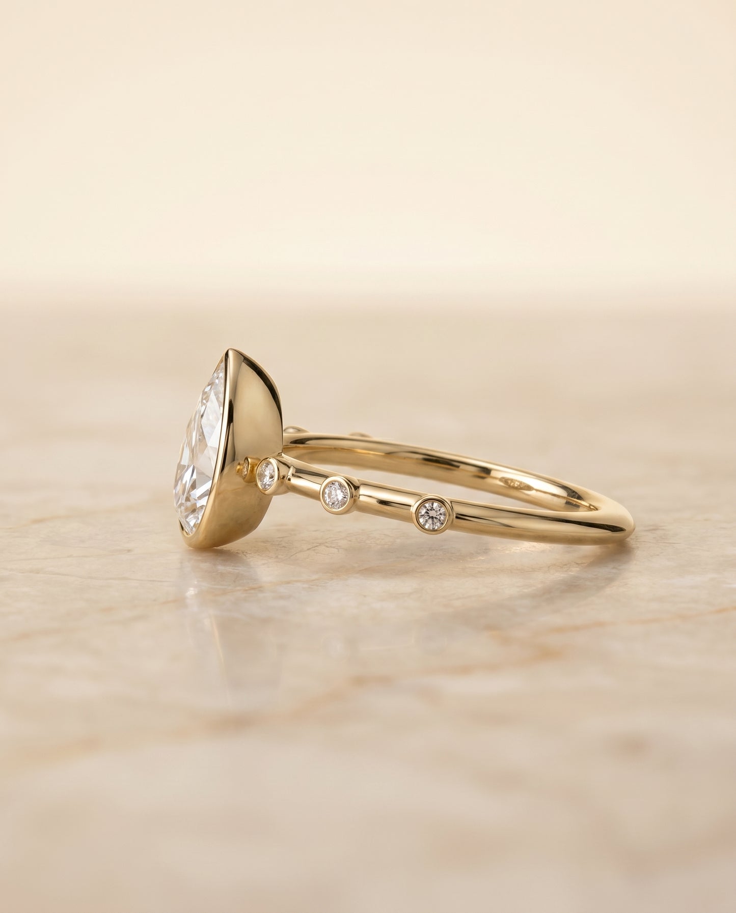 The Brandi Bezel Accent Solitaire Princess Cut Engagement Ring Setting in 18K Yellow Gold