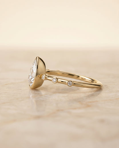 The Brandi Bezel Accent Solitaire Princess Cut Engagement Ring Setting in 18K Yellow Gold