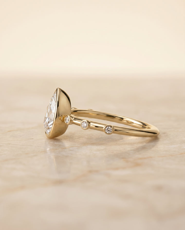 The Brandi Bezel Accent Solitaire Princess Cut Engagement Ring Setting in 18K Yellow Gold