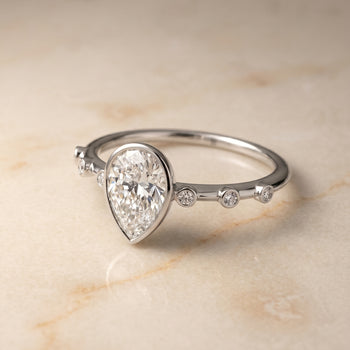 The Brandi Bezel Accent Solitaire Princess Cut Engagement Ring Setting in Platinum