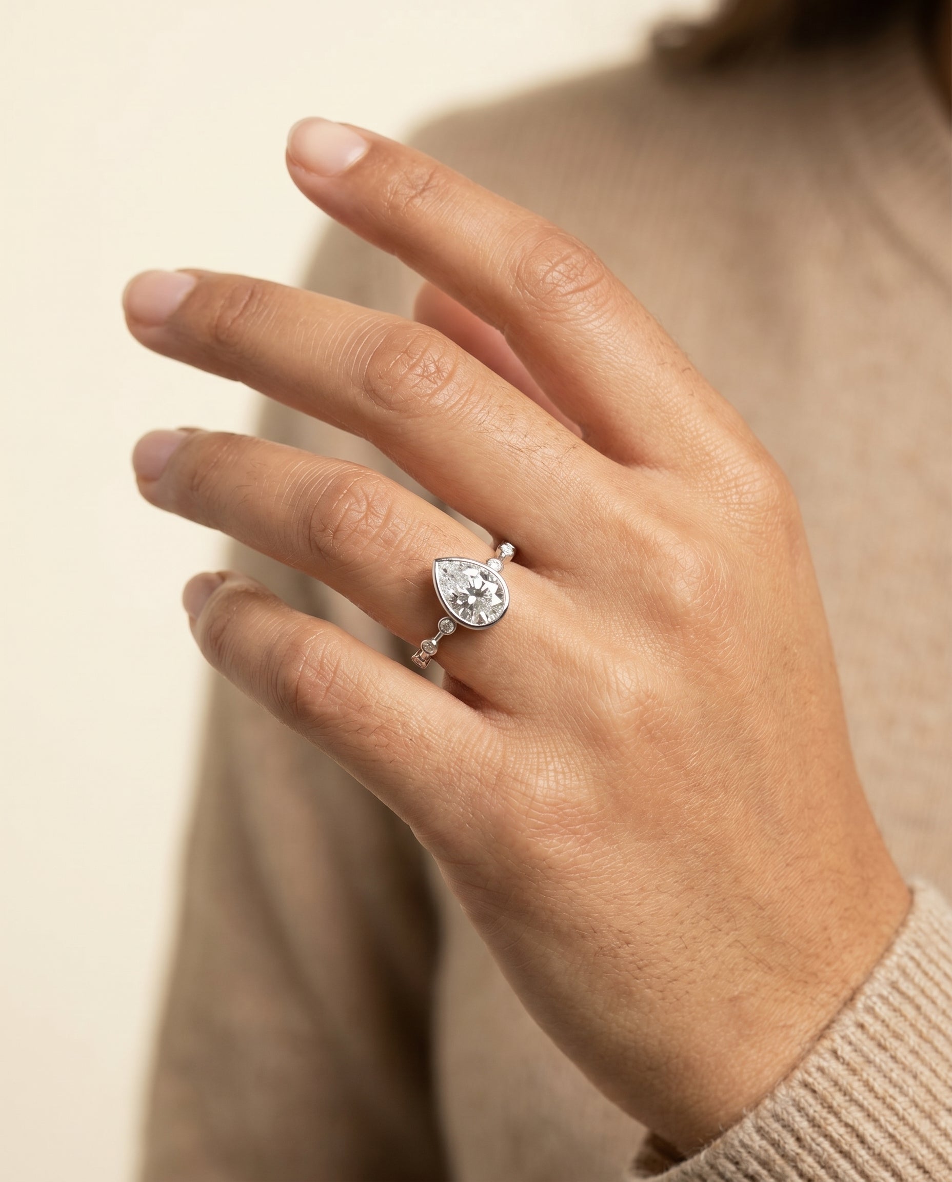 The Brandi engagement ring setting in Platinum, bezel accent solitaire design | RockHer