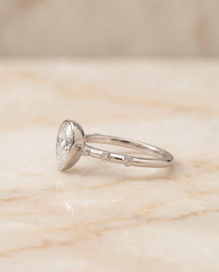 The Brandi Bezel Accent Solitaire Princess Cut Engagement Ring Setting in Platinum