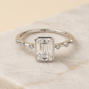 The Brandi Bezel Accent Solitaire Radiant Cut Engagement Ring Setting in Platinum