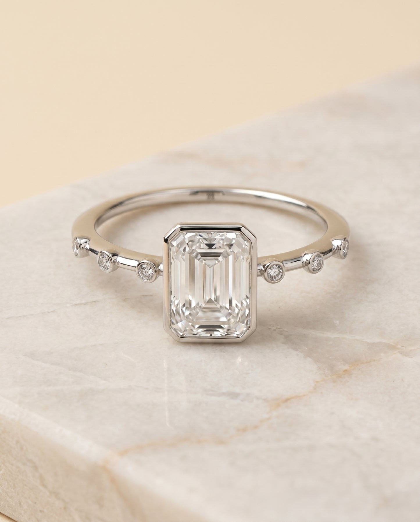 The Brandi Solitaire Engagement Ring Setting for Radiant Diamonds in Platinum
