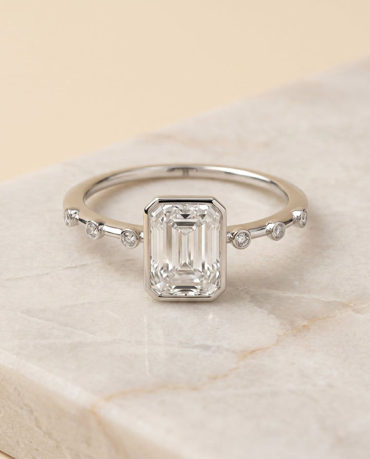 The Brandi Select Solitaire Radiant Cut Lab Diamond Engagement Ring in Platinum