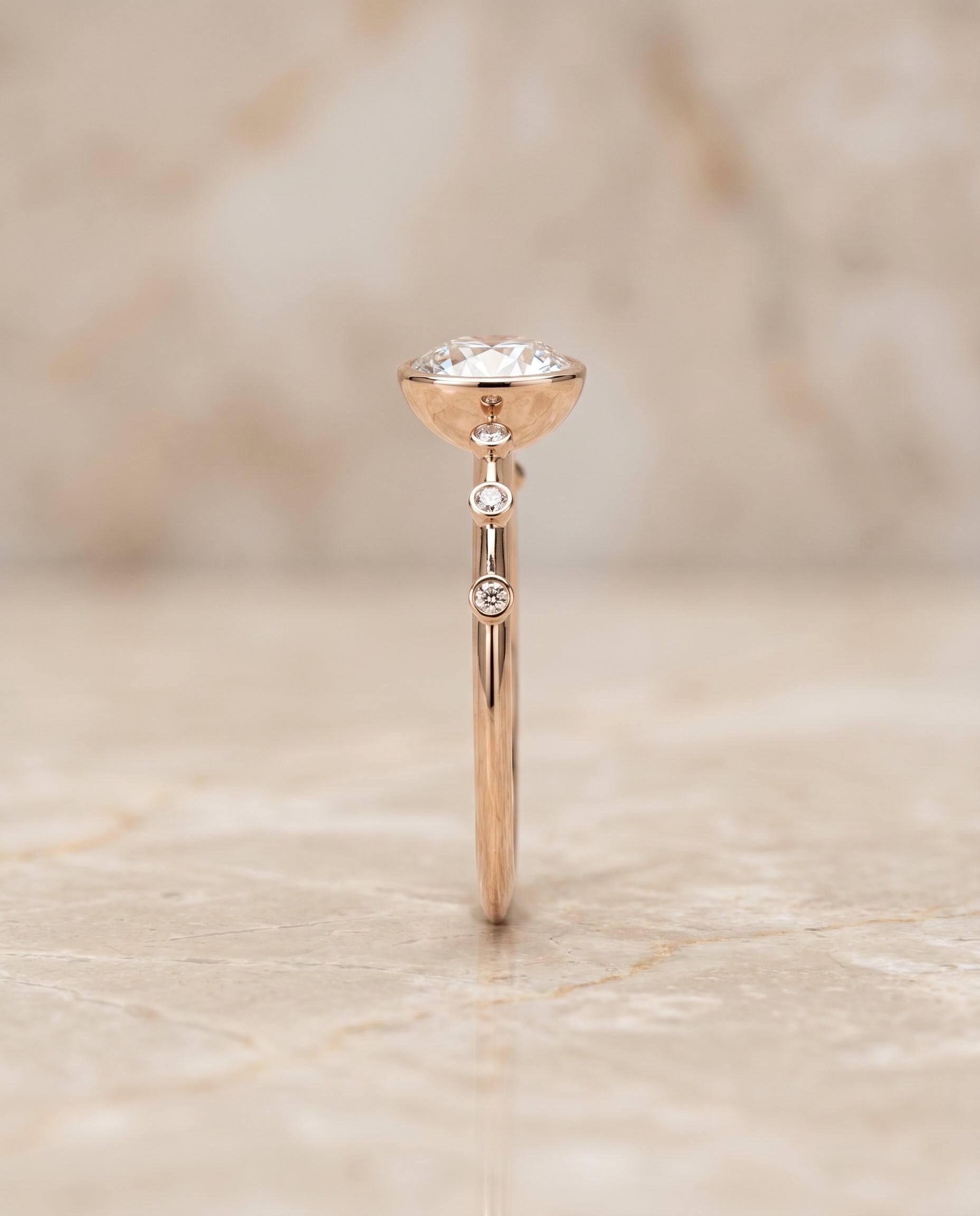 The Brandi setting for round diamonds, made to order in 14K Rose Gold | RockHer