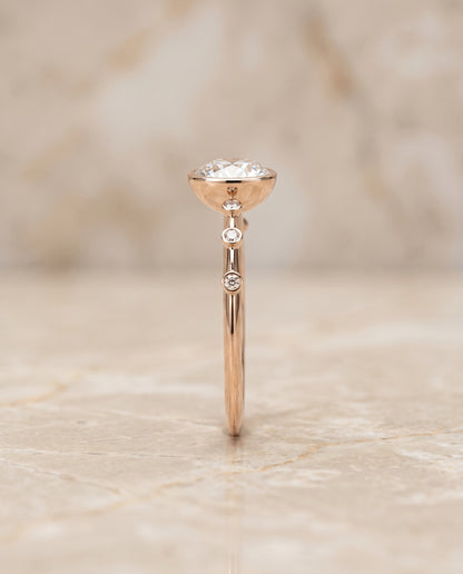 The Brandi Bezel Accent Solitaire Round Engagement Ring Setting in 14K Rose Gold