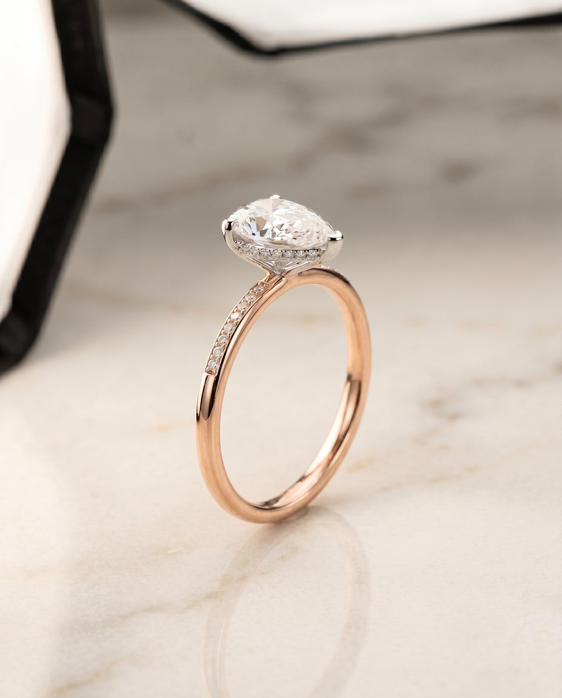 High Hidden Halo Solitaire styling on The Brenda princess engagement ring setting | RockHer