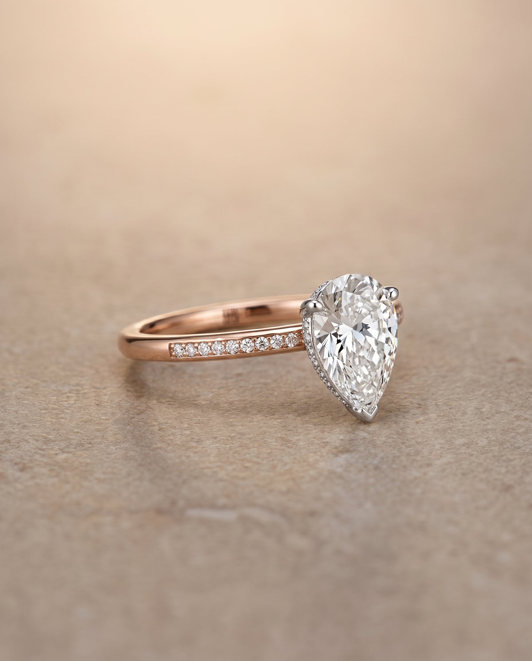 The Brenda setting for princess diamonds, made to order in 14K Rose Gold | RockHer