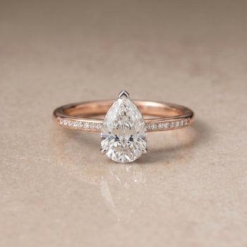 The Brenda High Hidden Halo Solitaire Princess Cut Engagement Ring Setting in 14K Rose Gold