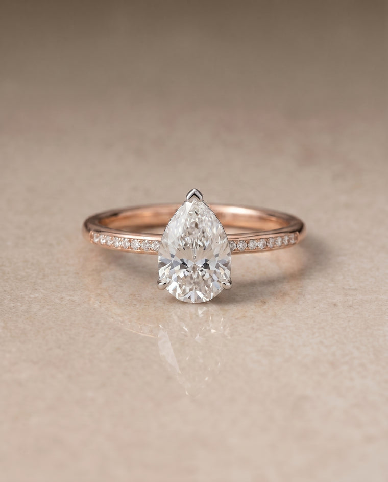 The Brenda High Hidden Halo Solitaire Princess Cut Engagement Ring Setting in 14K Rose Gold