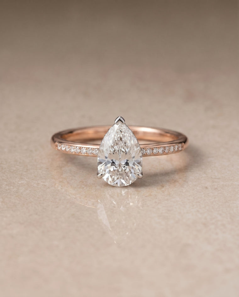 The Brenda Select Hidden Halo Princess Cut Lab Diamond Engagement Ring in 14K Rose Gold