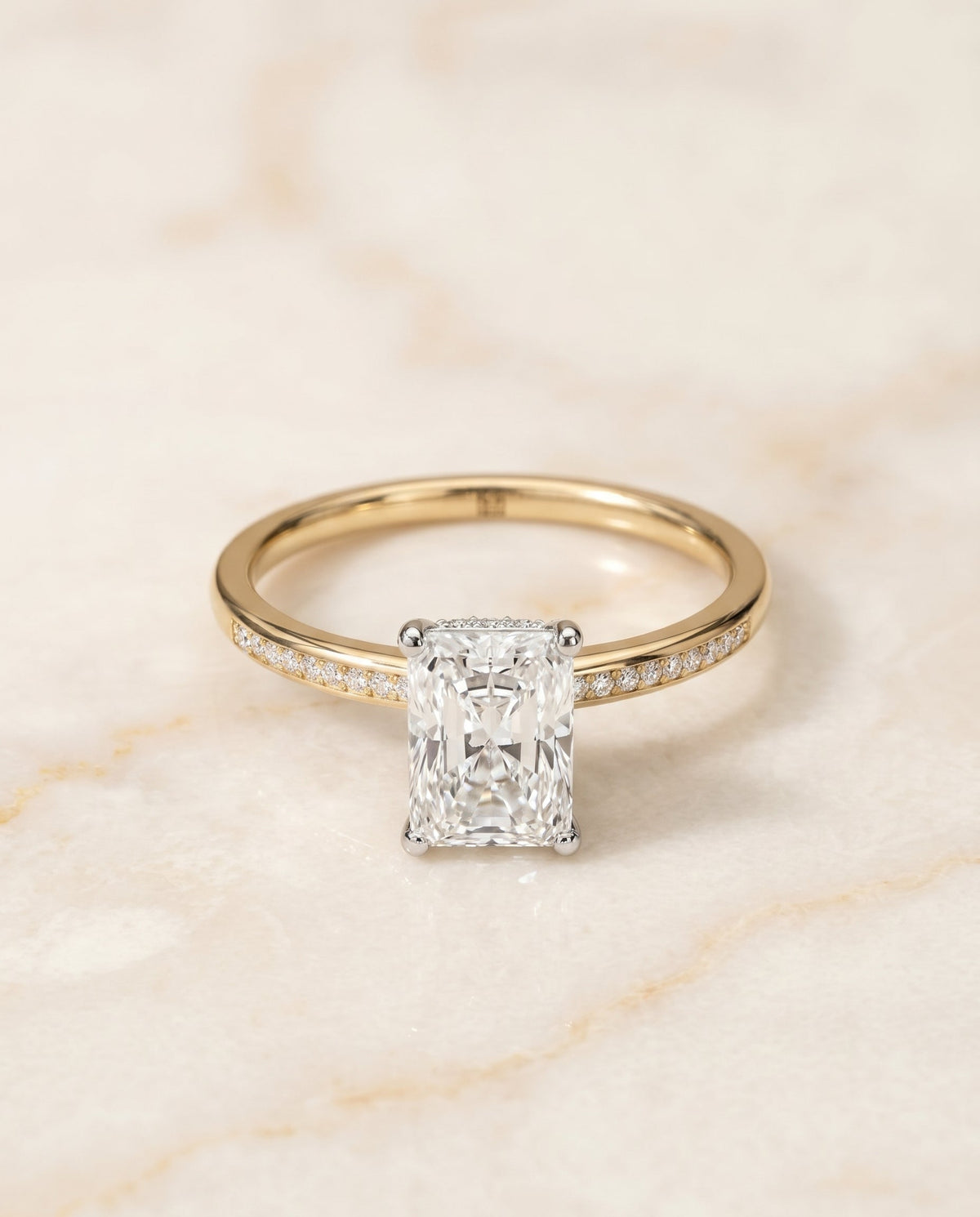 The Brenda radiant engagement ring setting in 18K Yellow Gold | RockHer