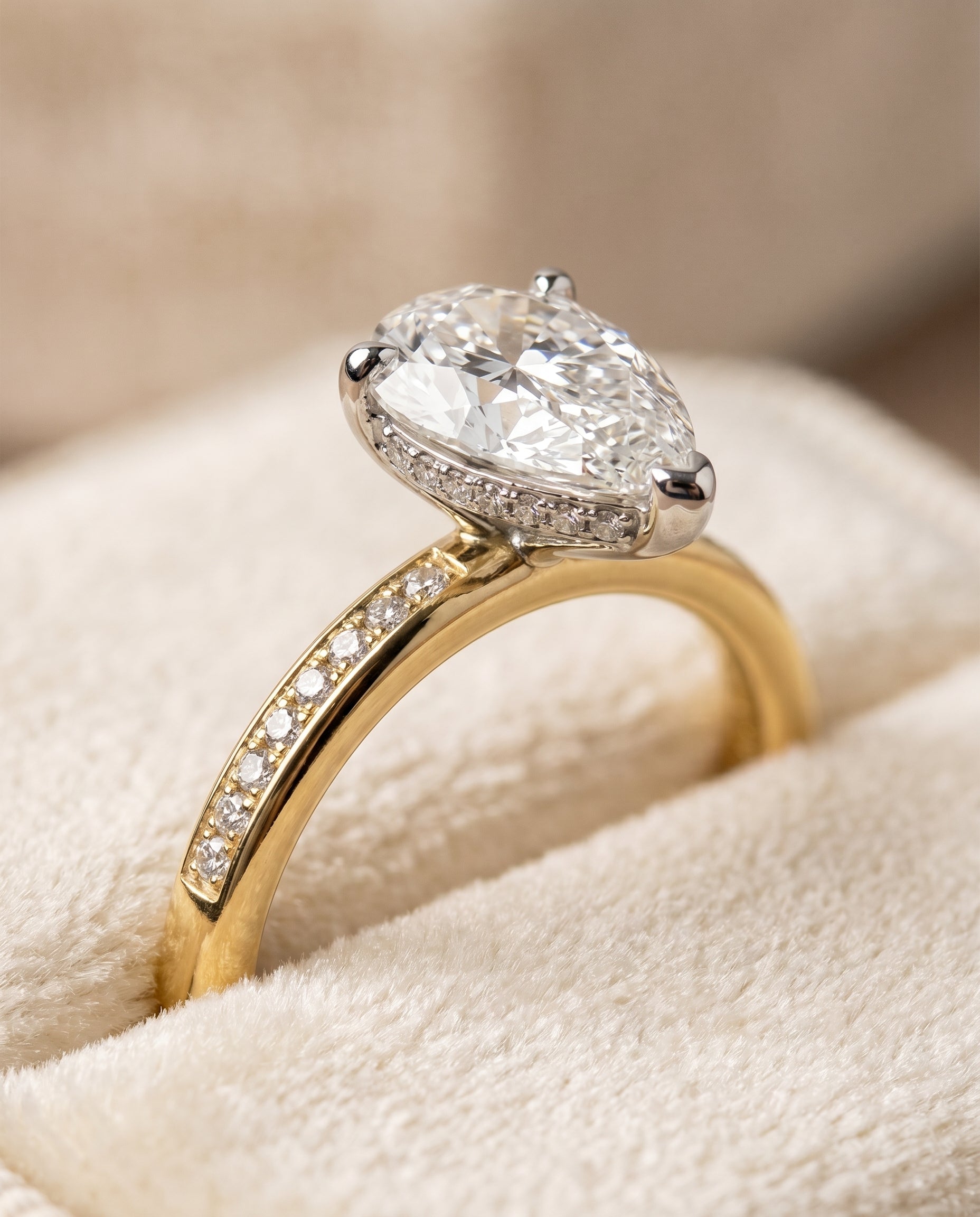 18K Yellow Gold band of The Brenda princess engagement ring setting | RockHer