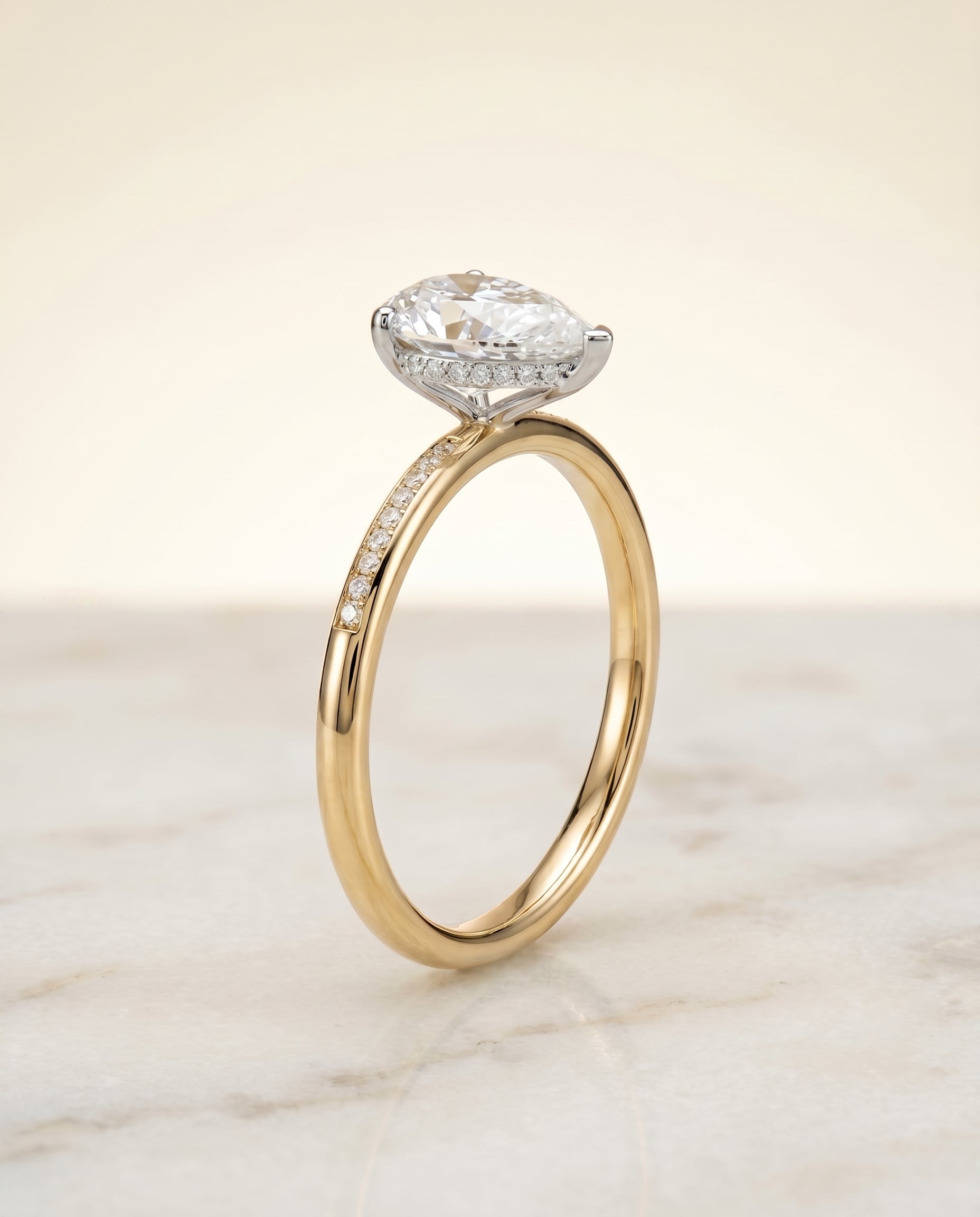 High Hidden Halo Solitaire styling on The Brenda princess engagement ring setting | RockHer
