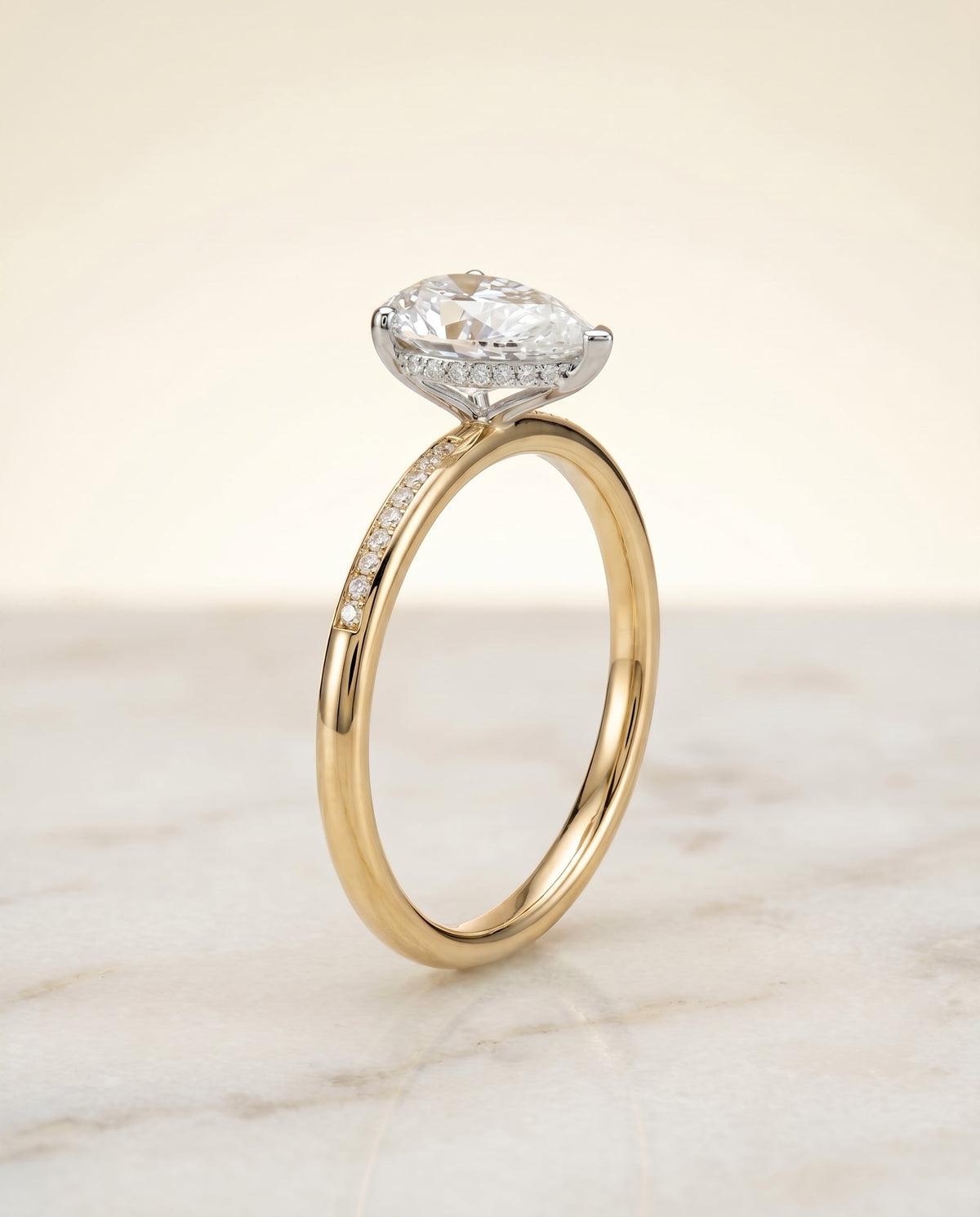 Brenda Select Hidden Halo Princess Cut Lab Diamond Engagement Ring in 18K Yellow Gold, front view | RockHer