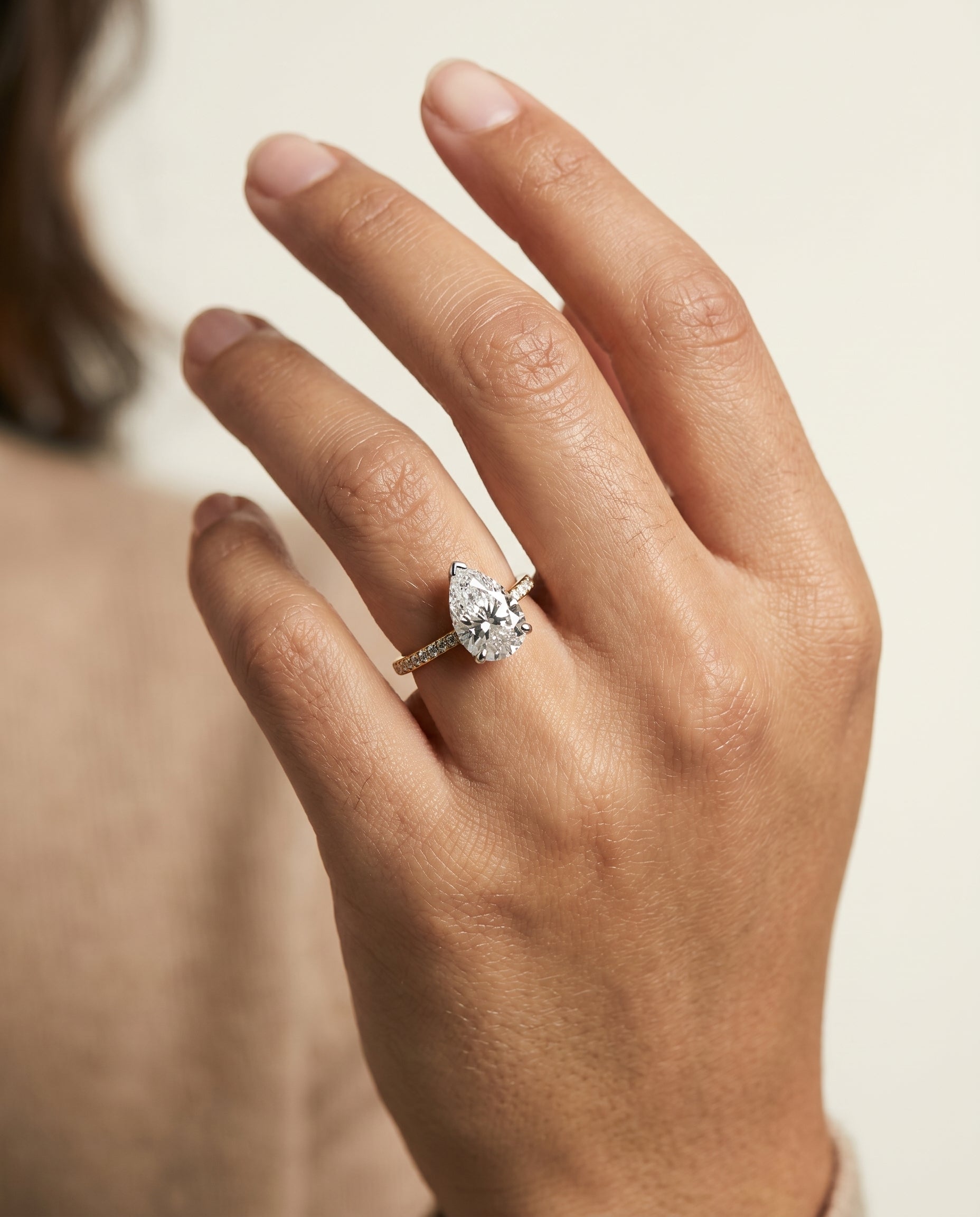 The Brenda engagement ring setting in 18K Yellow Gold, high hidden halo solitaire design | RockHer