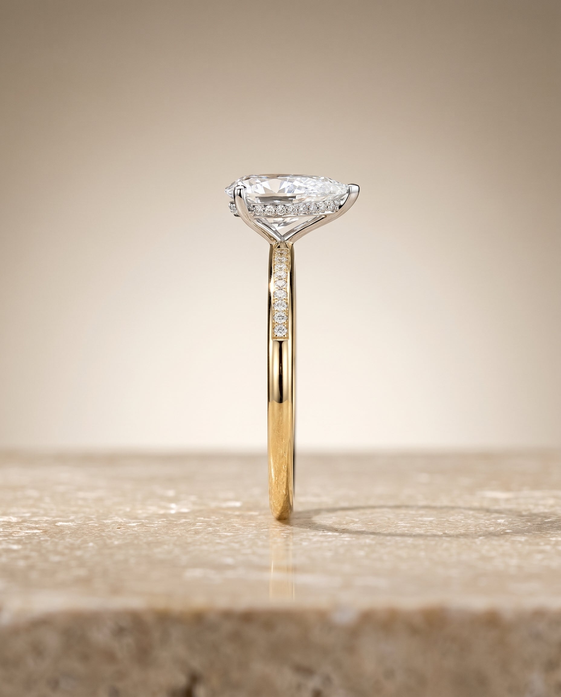 The Brenda setting for princess diamonds, made to order in 18K Yellow Gold | RockHer