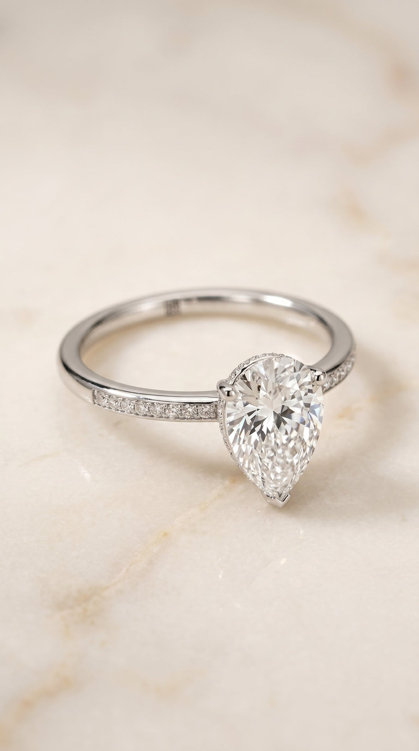 The Brenda Select Hidden Halo Engagement Ring with Lab Diamond in 18K White Gold - view 1