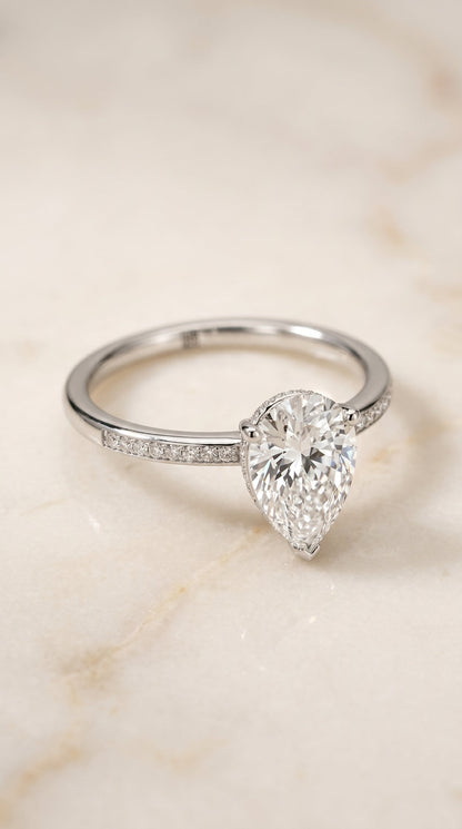 Brenda Select Hidden Halo Princess Cut Lab Diamond Engagement Ring in Platinum, alternate angle | RockHer