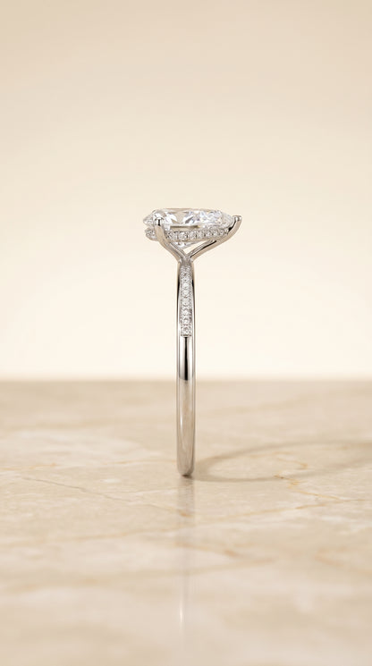 The Brenda High Hidden Halo Solitaire Princess Cut Engagement Ring Setting in 18K White Gold