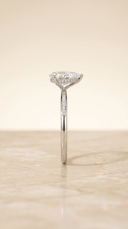 Brenda Select Hidden Halo Princess Cut Lab Diamond Engagement Ring in 18K White Gold, side view | RockHer
