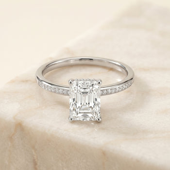 The Brenda With High Hidden Halo Prong Set Diamonds Pt80312hivs Ra100 Radiant Cut Engagement Ring Setting in Platinum