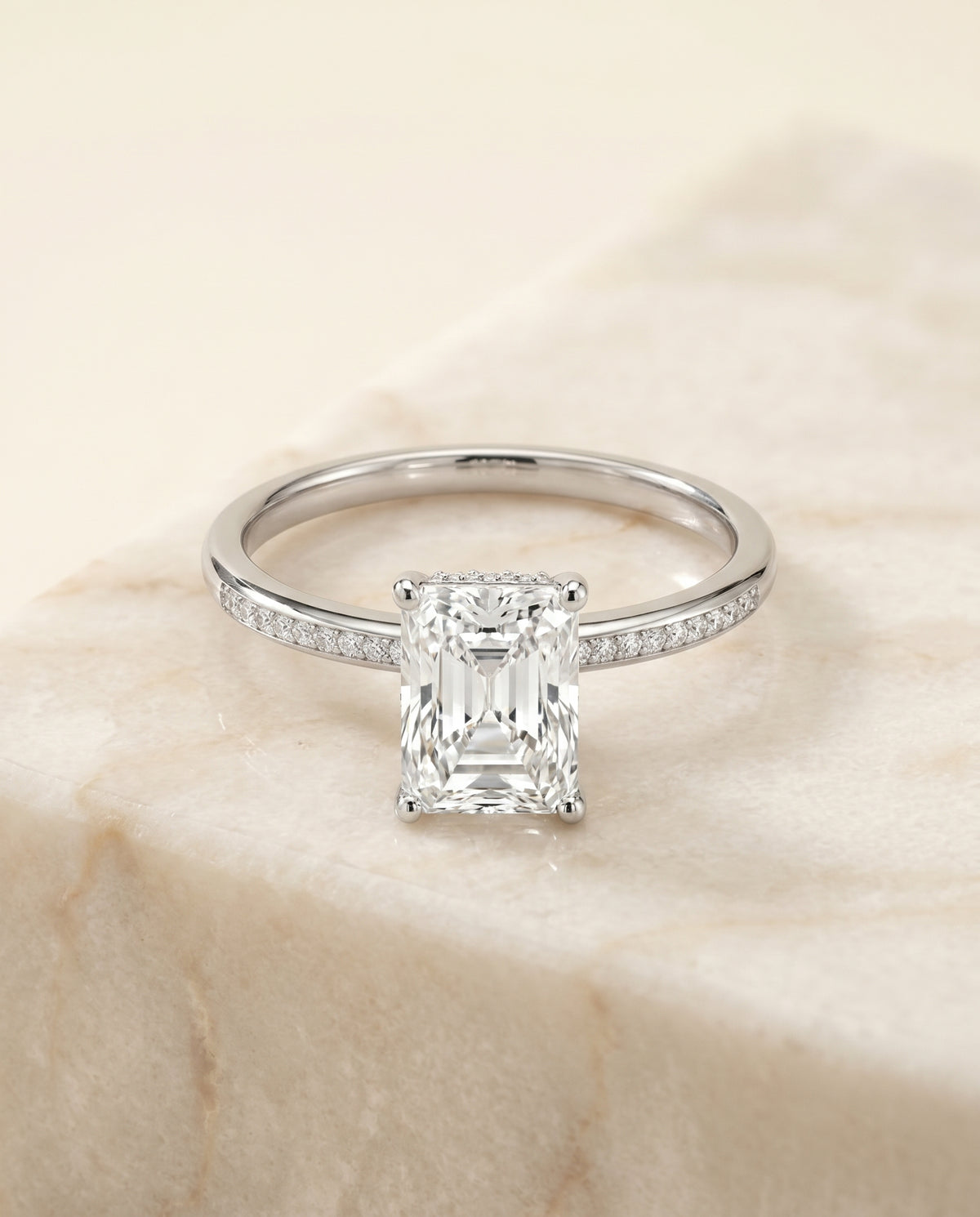 The Brenda radiant engagement ring setting in Platinum | RockHer