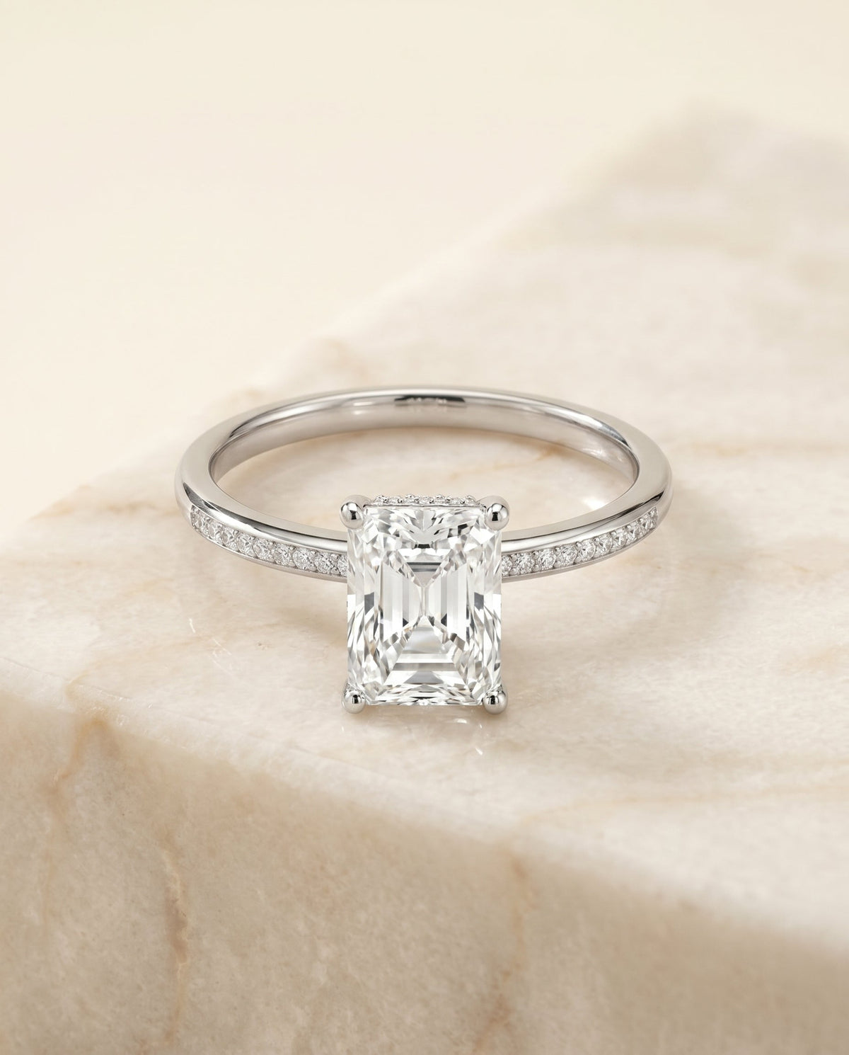 The Brenda radiant engagement ring setting in 18K White Gold | RockHer