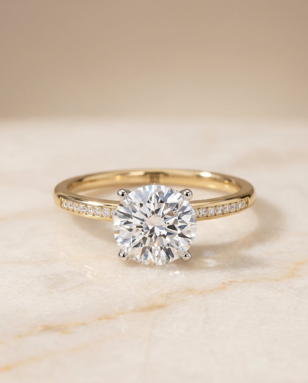 The Brenda Hidden Halo Solitaire Engagement Ring Setting for Round Diamonds in 18K Yellow Gold | RockHer