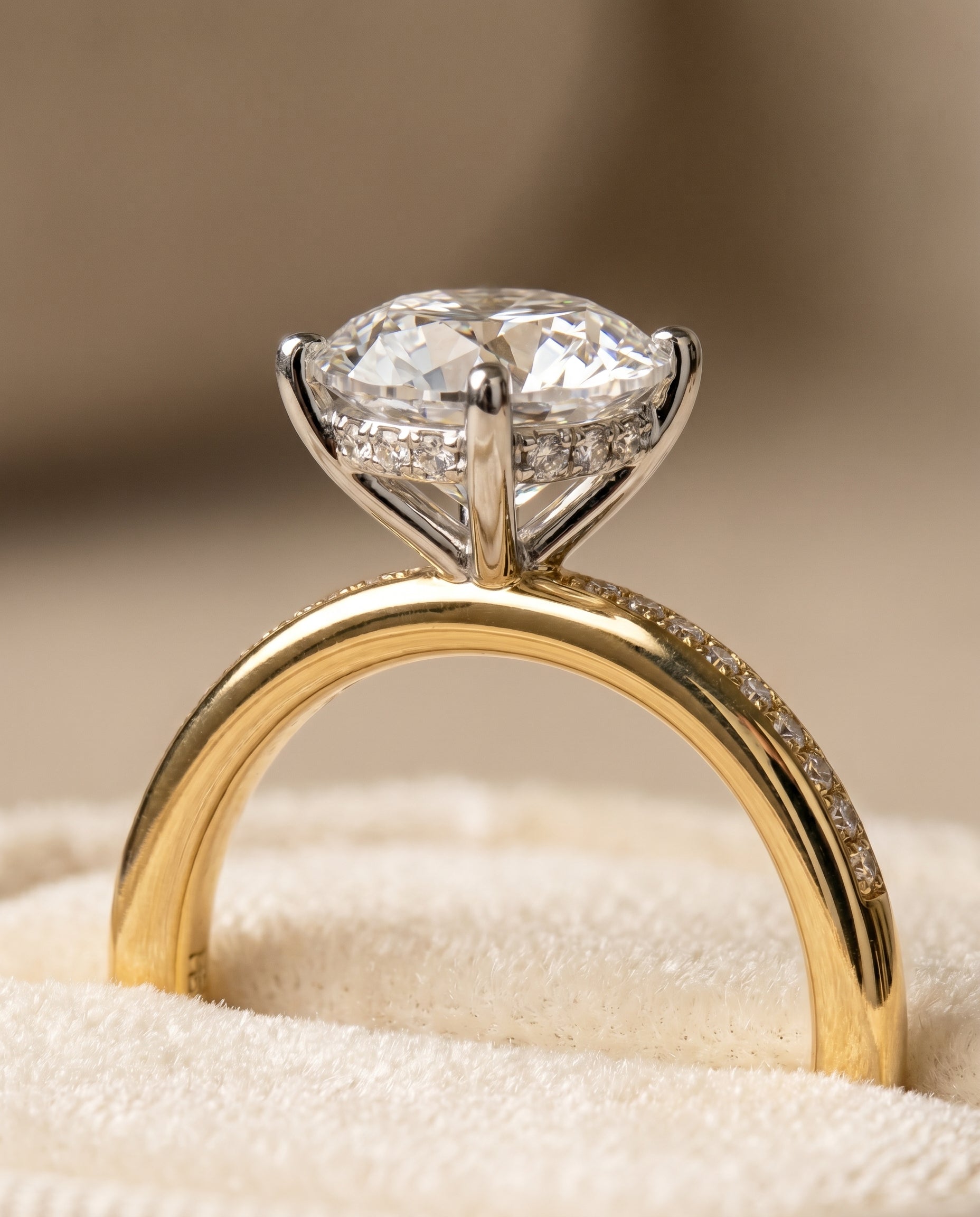 18K Yellow Gold band of The Brenda round engagement ring setting | RockHer
