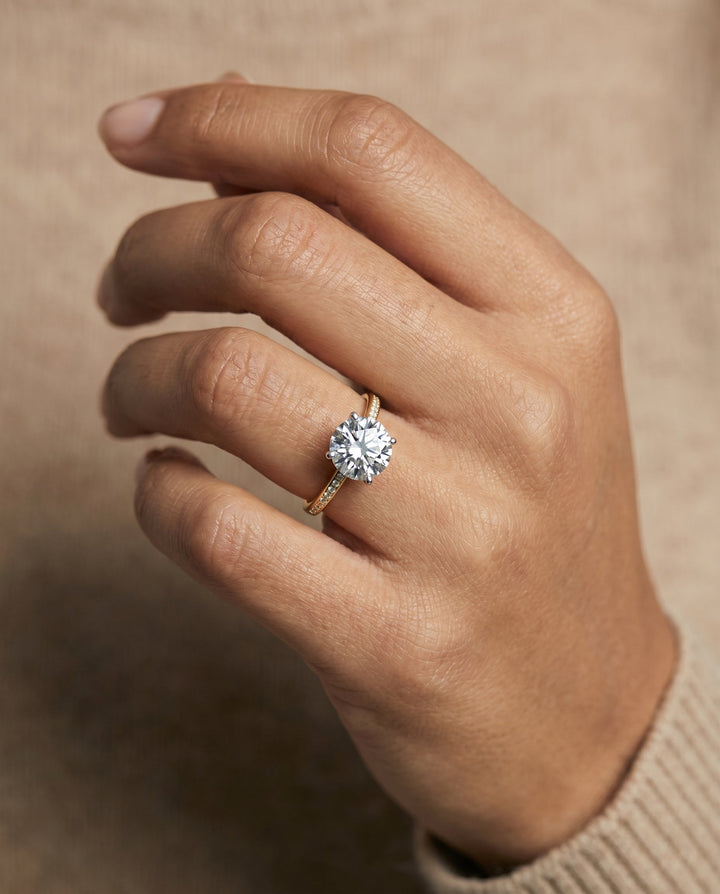 Brenda Select 18ky Radiant Engagement Ring With High Hidden Halo With 42 Prong S – view 3