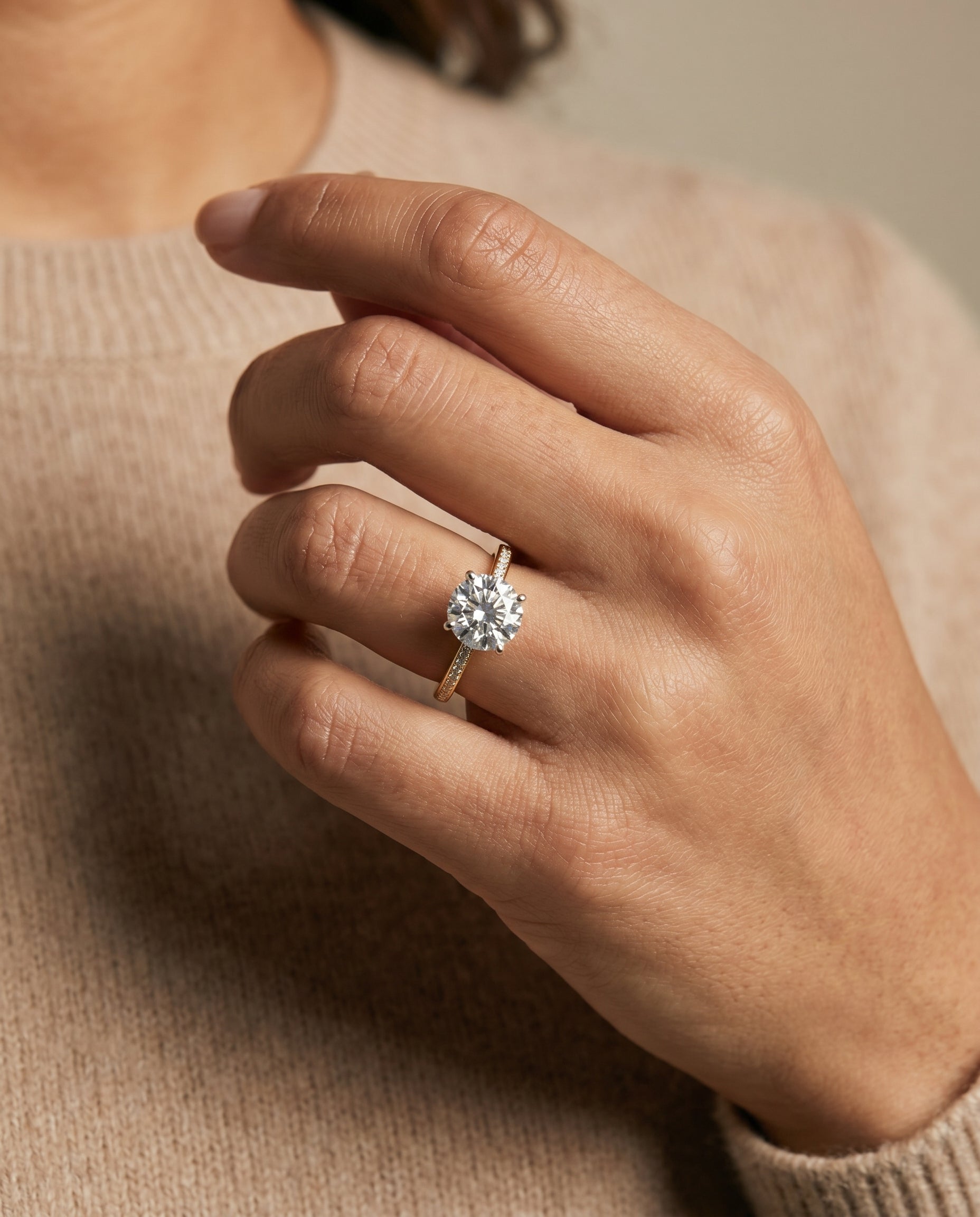 The Brenda setting for round diamonds, made to order in 18K Yellow Gold | RockHer