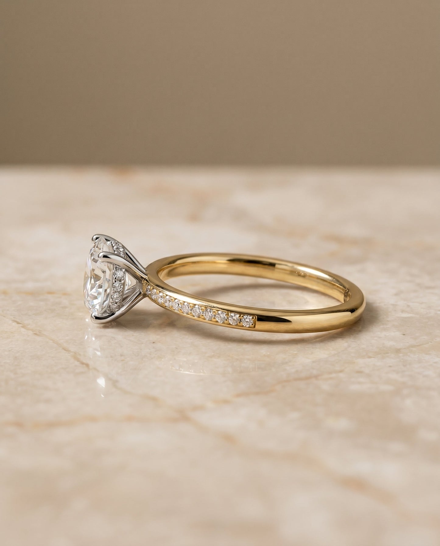 Brenda Select 18ky Oval Engagement Ring With High Hidden Halo With 30 Prong Set  – view 6