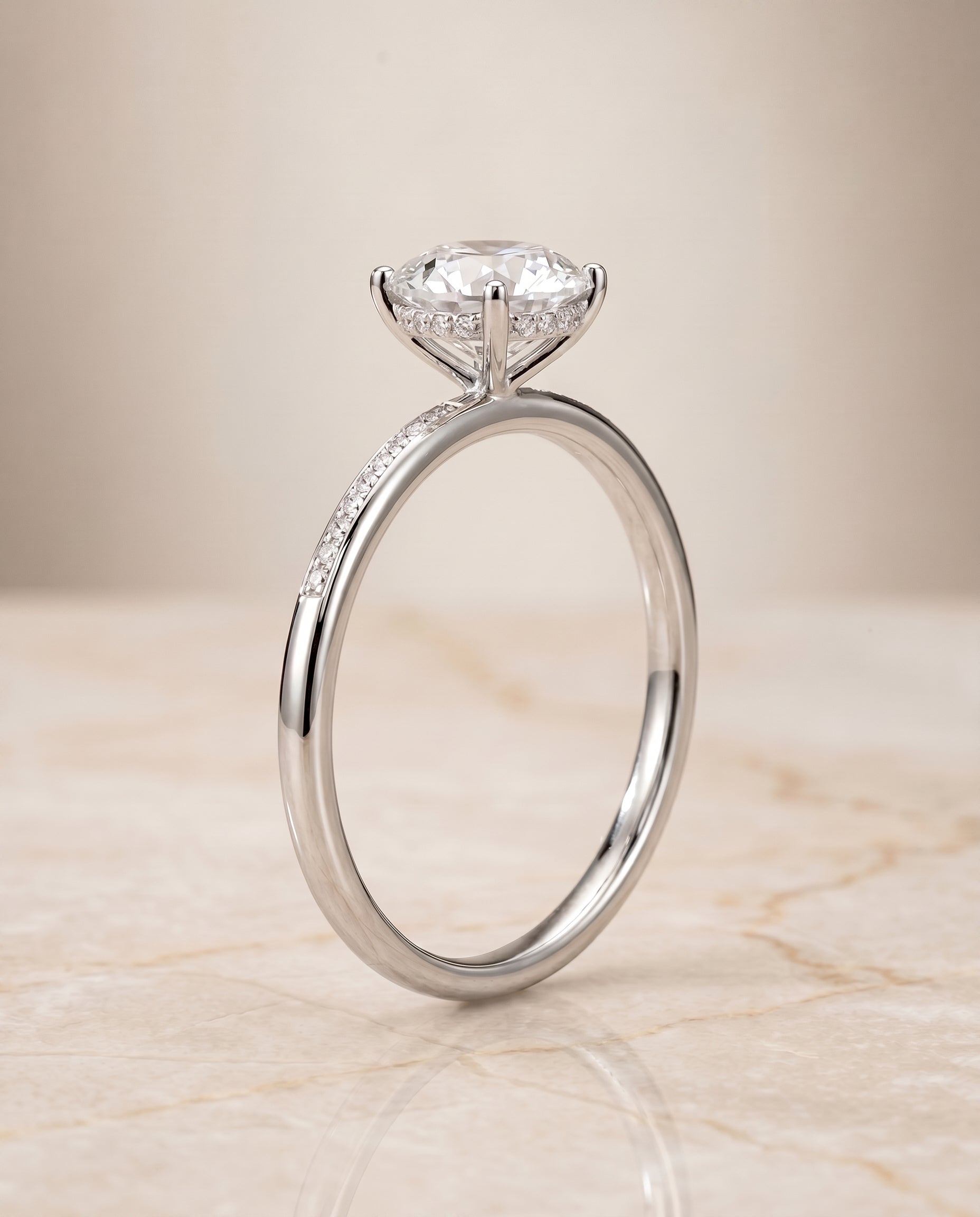 Brenda Select High Hidden Halo Solitaire Oval in 18K White Gold – view 1