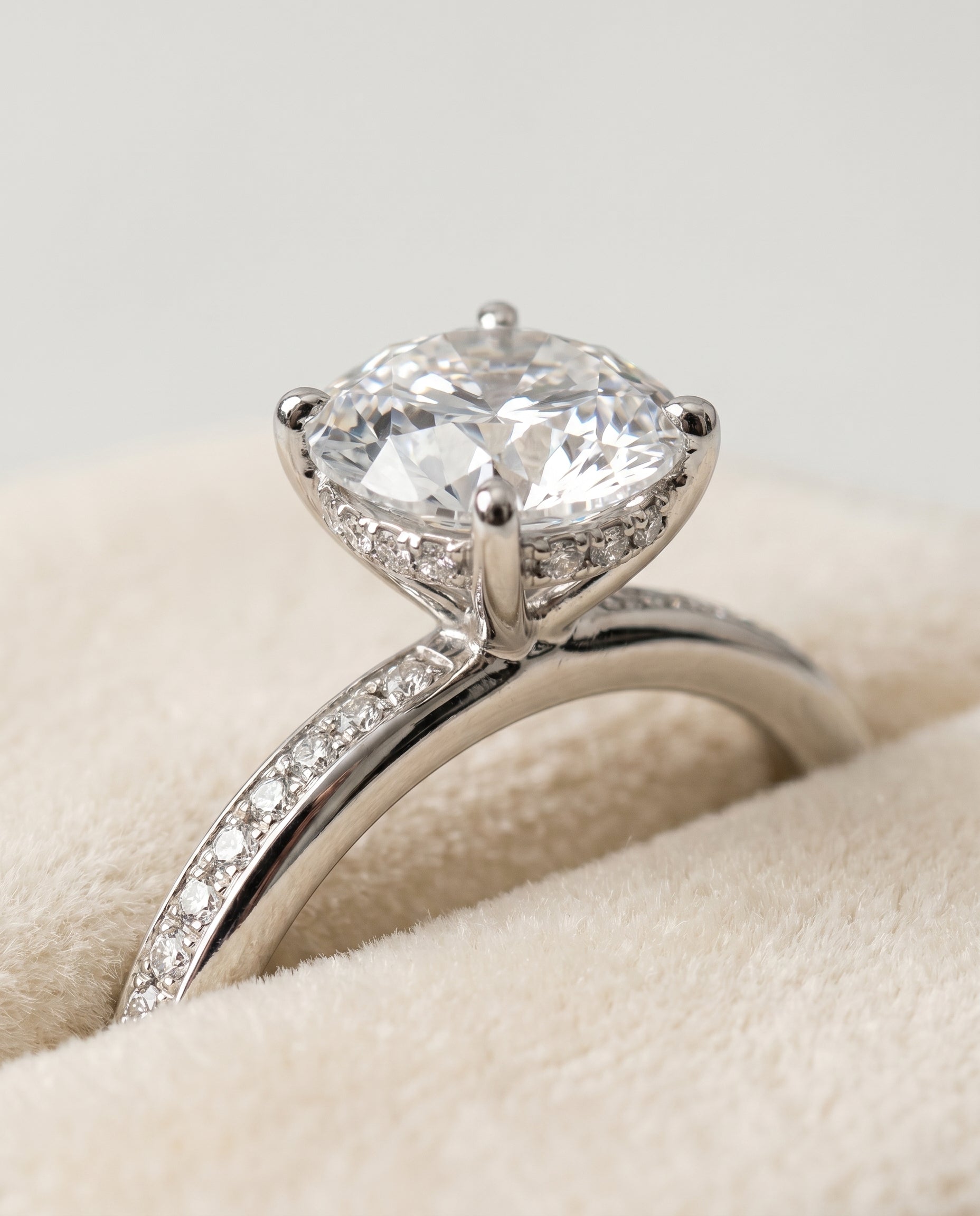 18K White Gold band of The Brenda round engagement ring setting | RockHer