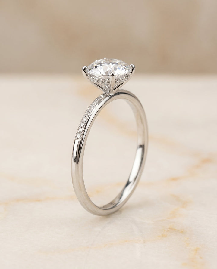 Brenda Select High Hidden Halo Solitaire Oval in 18K White Gold – view 6