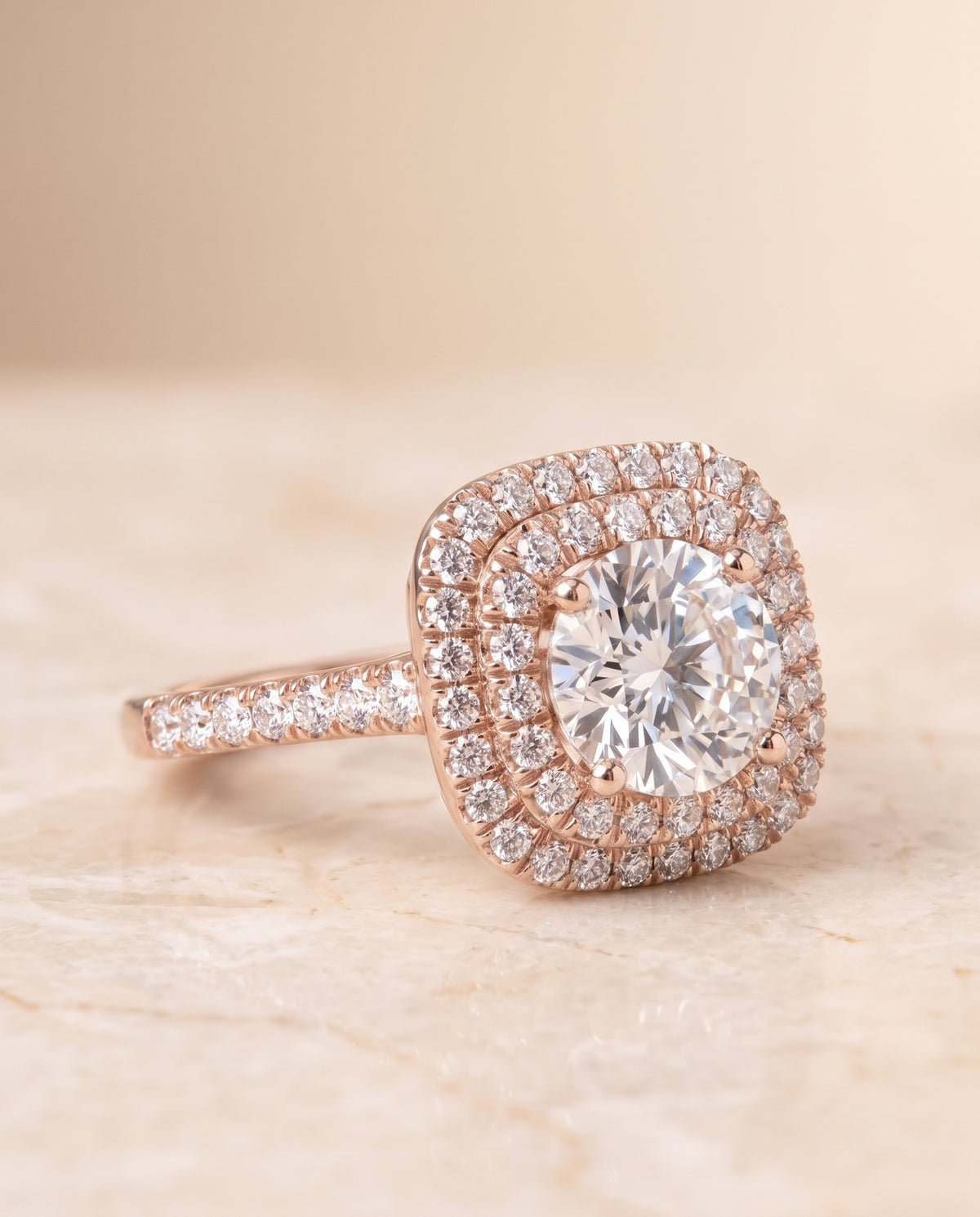 The Britney round engagement ring setting in 14K Rose Gold | RockHer